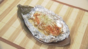 鶏肉のみそキムチ納豆ホイル焼き・完成図